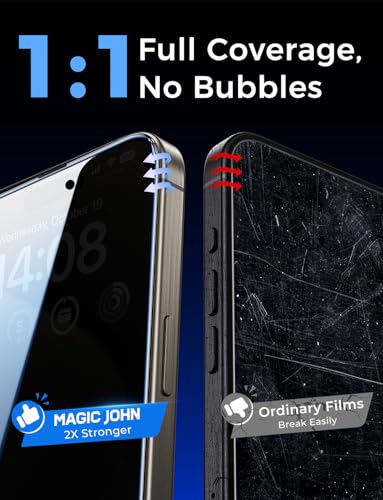 MAGIC JOHN for iPhone 15 Pro Max Privacy Screen Protector Easy Installation