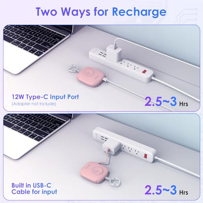 Small Portable Charger 5000mAh,iWatch Wireless Charger Mini Power Bank with Built-in Cable,Travel Keychain Charger for Apple Watch 11/10/9/8/Ultra/7/6/Se/5/4,iPhone 17/16/15/14/13/12,Android Phone - color: Pink
