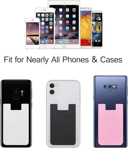 SS Black Phone Wallet, Credit Card Holder Stick on for iPhone Samsung Galaxy Any Smartphone 3 Pack - color: Black Black Black