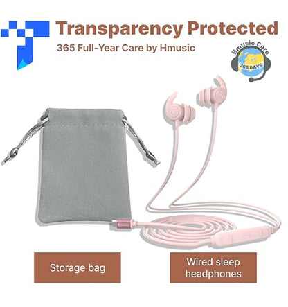Hmusic USB C Wired Sleep Earbuds, 2g Lightweight Earphones for Side Sleeper - color: Pink, size: USB-C