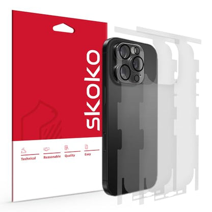 skoko [2 Pack Matte Back & Side Edge Full Body Cover Protective Film with Lenz Glass Cover for iPhone 16 Pro max, Bubble-Free, Easy Attachment, TPU-Like Screen Protector