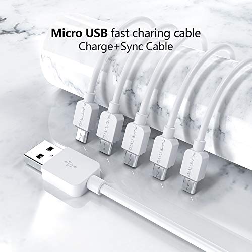 SMALLElectric Micro USB Cable (5-Pack, 6FT) Android Charger, Long Android Phone Charger Cord for Samsung Galaxy S7 S6 Edge J7 S5,Note 5 4,LG 4 K40 K20,MP3,Kindle,Tablet,White