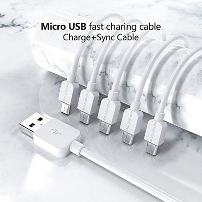 SMALLElectric Micro USB Cable (5-Pack, 6FT) Android Charger, Long Android Phone Charger Cord for Samsung Galaxy S7 S6 Edge J7 S5,Note 5 4,LG 4 K40 K20,MP3,Kindle,Tablet,White