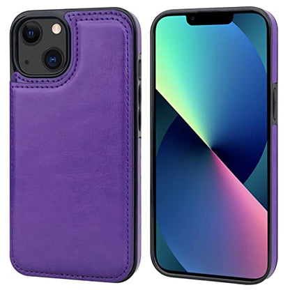 ONETOP for iPhone 13 Wallet Case with Card Holder,Purple | Kickstand,ID/Cash Holder,Case Wallet with Card Slots,Double Magnetic Clasp,Durable PU Leather Shockproof Cover for Women Men - color: Purple