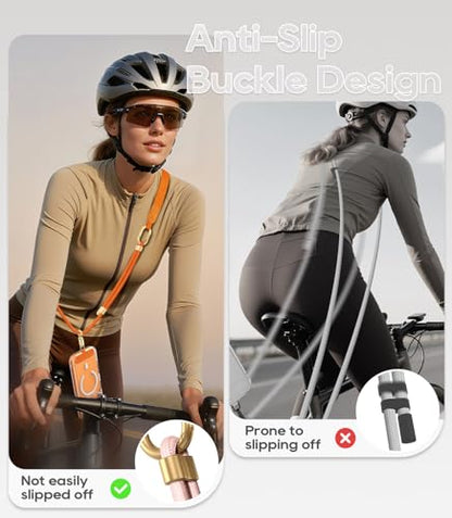 Phone Lanyard Crossbody with Phone Tabs, Adjustable Cellphone Lanyard with Skin-Friendly Neckband and Metal Carabiner - color: Orange