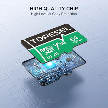 TOPESEL 64GB Micro SD Card 2 Pack for Camera,Smartphone,Tablet,Dash Cam - color: 64GB x2
