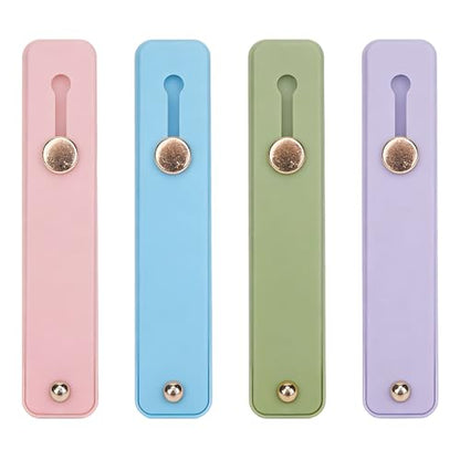 Phone Grip Holder, 4 Pack Cell Phone Grip Strap Telescopic Finger Strap Stand Universal Finger Kickstand for Most Smartphone - Pink Green Blue Purple