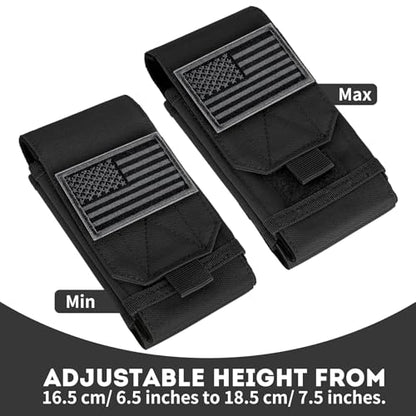 Dual Tactical Phone Pouch Molle Phone Holster Double Capacity Holder Universal Utility EDC Pouch for iPhone 17 Pro Max/17 Pro/16 Pro Max/16 Pro/15 Pro Max/15 - color: Black