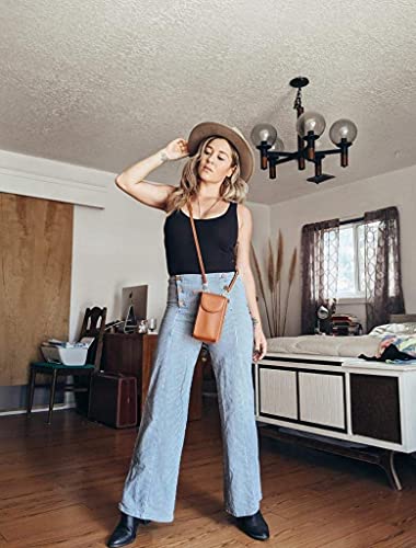 S-ZONE Small Crossbody Bags for Women Phone Purse RFID Blocking Wallet | Card Slots, Vegan Leather, Anti-theft, Multi Pockets, Detachable Adjustable Strap, Travel Eveyday Outing - color: Brown