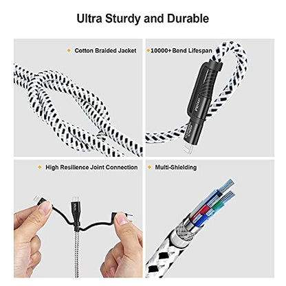 CableCreation Multi Charging Cable 4FT, 3 in 1 Lightning/USB-C/Micro USB Cable [MFi Certified], Braided USB Charge Data Sync Cord for iPhone, iPad, Samsung, Pixel, Android Cellphone&Tablet, More