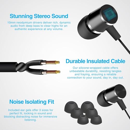 Naztech Platinum Lightning Wired iPhone Headphones - MFi Wired Earbuds for iPhone, iPad & iPod, Premium Noise Isolating Fit with in-Line Controls and Mic, Black