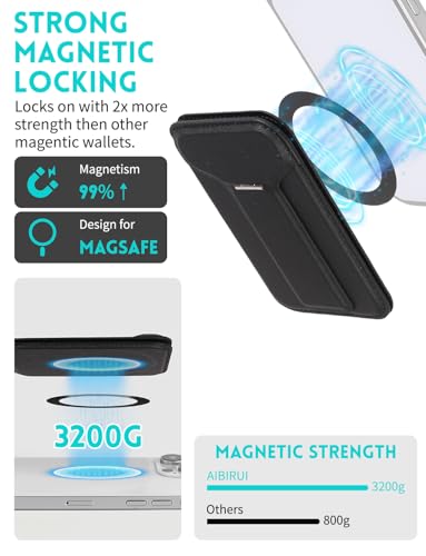 Cell phone wallet,Magnetic Wallet for iPhone 17e/17/16/15/14/13/12 series, Selected Samsung,RFID Blocking, 4 Cards Holder for Phone Case, with Wallet Stand - color: Black