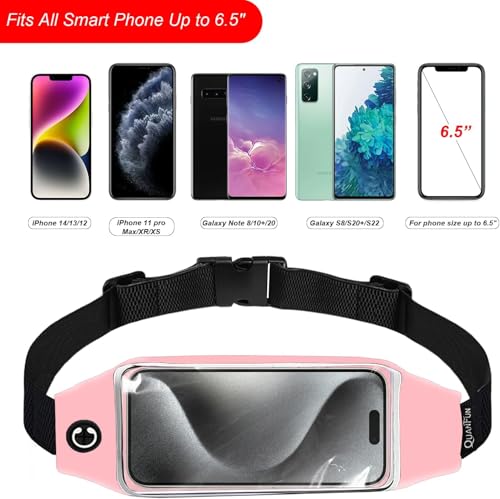 Running Belt,Fanny Pack Fits Phones UP to 6.5" for Women Men,Pink | Belt Bag,Money Belt,Waterproof Workout Waist Pouch Phone Holder with Touchscreen,Gym Running Gift Gear Accessories - color: Pink