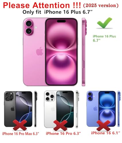 Qinmay Compatible with iPhone 16 Plus Case with Card Holder, Dual Layer Shockproof,Heavy Duty Protective Hidden Slot Slim Wallet Phone Cover，Black - color: Black, size: For Iphone 16 Plus