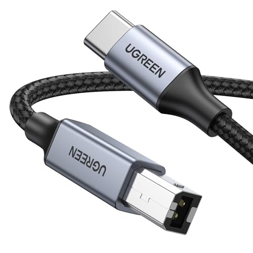 UGREEN USB-B to USB-C Cable 3FT, Nylon Braided for Printer & MIDI - color: Silver, size: 3 FT