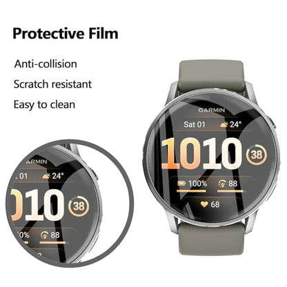 Anoowkoa 4 Pack Compatible with Garmin Venu 4 45mm/Gamin Venu 3 45mm Screen Protectors [Non-Glass] Premium Soft Film Full Coverage.High Definition.Scratch-resistant,drop-proof.Easy to install - color: Garmin Venu 4 45mm