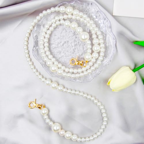Phone Chain Crossbody Pearl Strap, Pearl Beaded Chain Shoulder Crossbody Lanyard with Phone Tether Patches Compatible with Most Phones Bag Purse (I) - color: Q