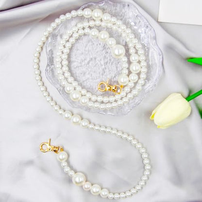 Phone Chain Crossbody Pearl Strap, Pearl Beaded Chain Shoulder Crossbody Lanyard with Phone Tether Patches Compatible with Most Phones Bag Purse (I) - color: Q