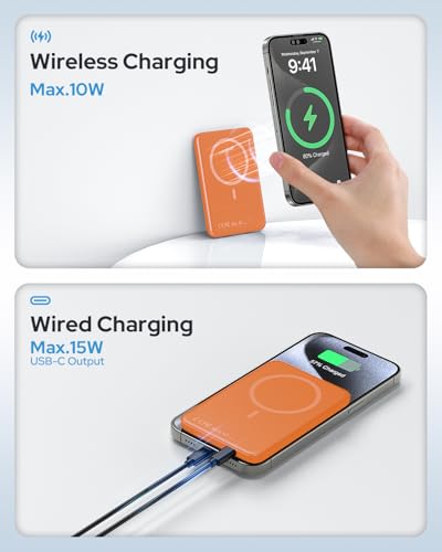 TRKOY for Magsafe Portable Charger, 5000mAh Magnetic Power Bank with USB-C