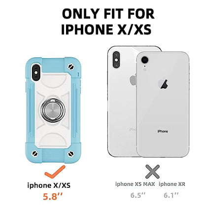 MARKILL Compatible with iPhone X/iPhone Xs Case 5.8 Inch with Ring Stand, Heavy-Duty Military Grade Shockproof Phone Cover for iPhone X/XS. - color: Ice Blue, size: iPhone X/iPhone XS 5.8"