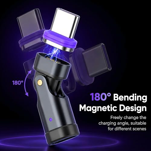 USB C Magnetic Adapter (2 Pack) USB Type C 180° Rotation Adapter 16PIN PD 240W Right Angle Adapters Type C Magnetic Connector for 1Phone 17/16/15/Ma-Book/1Pad,Samsung Galaxy,Google Pixel,Laptop