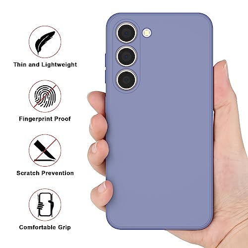 Vanjua Case for Samsung Galaxy S23 (Only), Stylish Liquid Silicone Slim Full-Body Protective Cover Compatible with Samsung Galaxy S23 5G 6.1 Inch Phone Case (Lavender Gray) - color: Lavender Gray