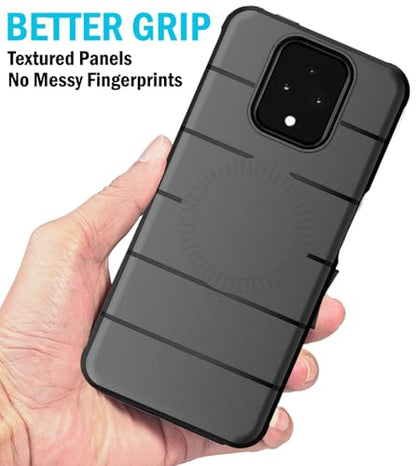 Case and Holster Combo for Sonim XP Pro 5G Phone - Matte Black | Compatible with MagSafe, Magnetic, Rugged Cover, Enhanced Grip, with Belt Clip Holder, Ratchet Rotation - color: Black