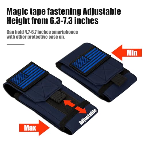 Tactical Molle Phone Cover Case, Heavy Duty Loop Belt Holster Pouch with Flag Patch for iPhone 17 Pro Max/Air/17 Pro/17/16 Pro Max/15 Pro Max/14 Pro Max/13 Pro Max, for Galaxy S26 Ultra - color: Deep Blue