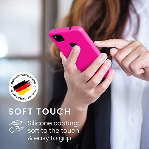kwmobile Case Compatible with Google Pixel 4a Case - Slim Protective TPU Silicone Phone Cover - Neon Pink - color: neon pink