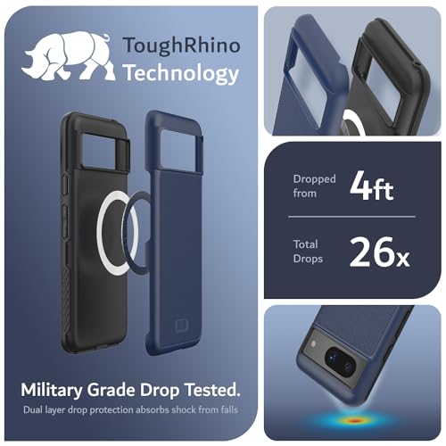TUDIA MergeGrip [Magsafe Compatible] Designed for Google Pixel 8 Case (2023) - Dual Layer [Military Grade] Shockproof Slim Rugged Tough Heavy Duty Phone Cases - Indigo Blue - color: Indigo Blue, size: Magnetic Pixel 8
