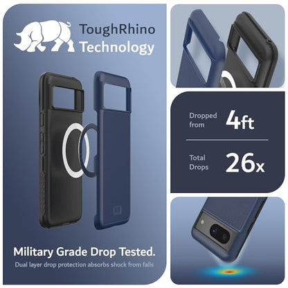 TUDIA MergeGrip [Magsafe Compatible] Designed for Google Pixel 8 Case (2023) - Dual Layer [Military Grade] Shockproof Slim Rugged Tough Heavy Duty Phone Cases - Indigo Blue - color: Indigo Blue, size: Magnetic Pixel 8