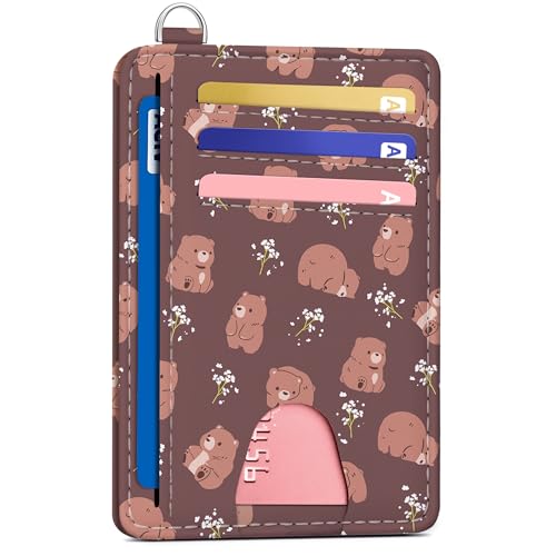 Mayski Slim Wallet, Credit Card Holder for Women, Minimalist Front Pocket RFID Blocking Card Cases, Small Wallet Women Men(Cute Bear) - color: Z-Cute Bear