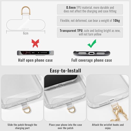 Phone Charm Strap Detachable Wrist Strap For iPhone Anti Theft Strap Phone Chain Wristlet - color: Gold