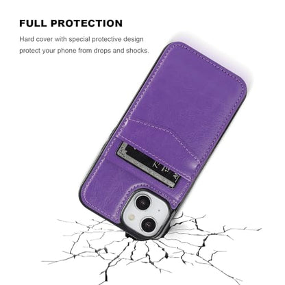 KIHUWEY for iPhone 14 Wallet Case Card Holder Kickstand, Dark Purple - color: Dark Purple