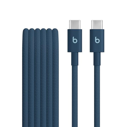 Beats USB-C to USB-C Woven Cable Fast Charging Durable/Tangle-Free Compatible Charger for Apple & Android Devices (1.5 m, 5 ft) - Nitro Navy - color: Nitro Navy, size: 5 ft, style: USB-C to USB-C
