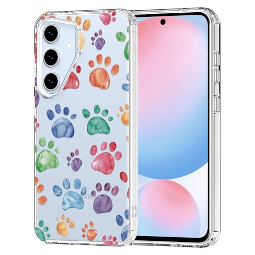 MOSNOVO Case for Samsung Galaxy S24 FE, [Buffertech 6.6ft Military-Grade Drop Protection] [Anti Peel Off Tech] Clear TPU Bumper Phone Case Cover Design - Colorful Paw - color: Clear - Colorful Paw, size: Samsung Galaxy S24 FE