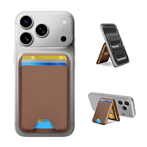 for MagSafe Wallet，Leather Magnetic Wallet for Phone with Adjustable Stand，5 Magnetic Credit Card Holder RFID Blocking for iPhone 17 16 15 14 13 12 Pro Max Air Series Cases (Slim-Coffee) - color: Slim-Coffee