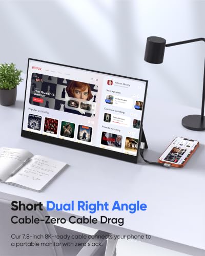 90 Degree USB4 Cable Short 7.8IN Right Angle USB C Cable-20cm - size: 7.8IN