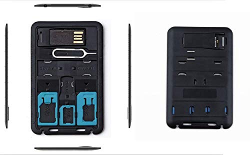 All in One Credit Card Size Slim SIM Adapter Kit With TF Reader & Tray Eject Pin, SIM Holder, Micro SD Holder Feature