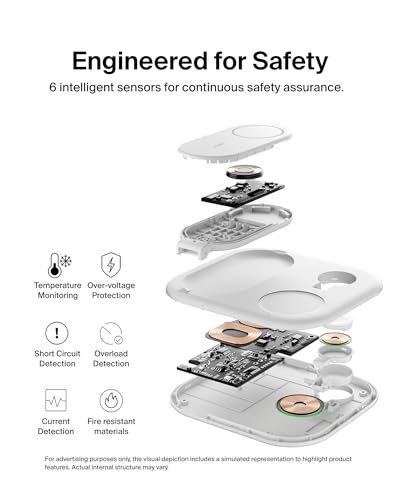 Belkin Qi2 Magnetic Wireless Charging Station, 3 in 1 Foldable Charger - color: White