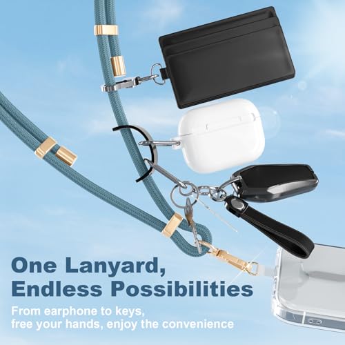 4-IN-1 Phone Lanyard Crossbody & Wrist Strap Kit with 2 Pack Tabs - color: Teal Blue
