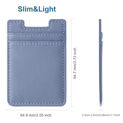 Phone Card Holder for Back of Phone Case,2Pack Phone Wallet Stick On Leather,Sticky Adhesive Credit Card Pocket RFID iPhone and Android-Blue - color: Blue,Blue
