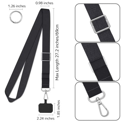2 Pack Phone Lanyard Cell Phone Lanyard Crossbody Adjustable Phone Strap for Use Around the Neck Cell Phone Lanyard - color: Black Color