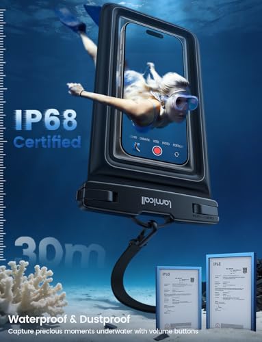 Lamicall IP68 Floating Waterproof Phone Pouch, 2 Pack Waterproof Phone Case | 100ft Waterproof, HD Underwater Photos, Touchscreen for iPhone 17 16 15 14 13 Pro Max, Galaxy S26 S25 S24 Ultra, Fit 4-8.5" - color: A-White Accent