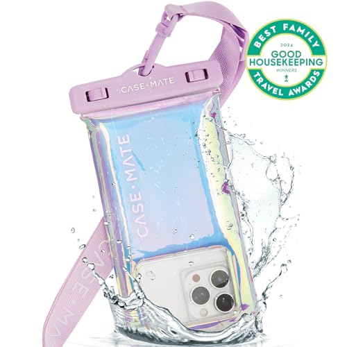 Case-Mate Soap Bubble IP68 Waterproof Phone Pouch - Travel Beach Cruise Ship Essentials - Floating Waterproof Phone Case with Crossbody Lanyard for iPhone 17 Pro Max/16 Pro/15/14/13/S26 - Iridescent