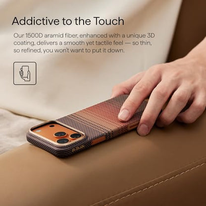pitaka for iPhone 17 Pro Case 6.3" with Camera Control Button, Compatible with MagSafe, Ultra-Slim Case with Caseless Touch Feeling, 1500D Aramid Fiber Woven, Sunset - color: Sunset