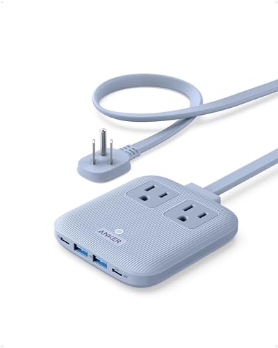 Anker Travel Power Strip, Anker Nano 67W Max 6-in-1 USB C Charger, 2 USB C - color: Ice Lake Blue