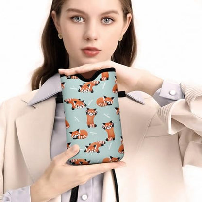 Universal Phone Sleeve Pouch with Crossbody Strap 7.6 X 4.3 Inches Shockproof Water Resistant Mobile Protection Bag-Red Panda Neoprene Phone Pouch Bag - color: Red Panda-Phone Pouch