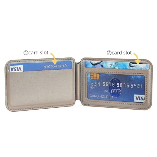 Magnetic Wallet for Mag-Safe with Adjustable Stand, 5 Card Holder, RFID Blocking,Upgraded Leather Card Holder Wallets Compatible with iPhone 17 16 15 14 13 12 Series - color: Grey folding support