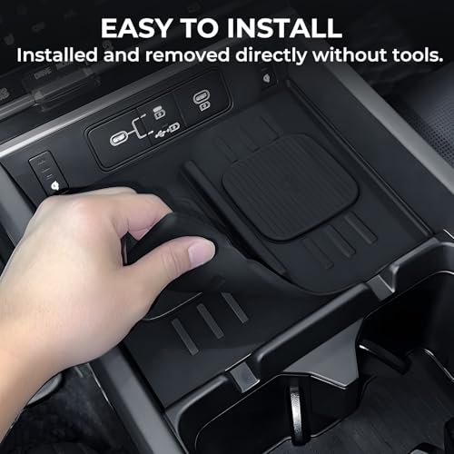 Center Console Wireless Charging Protective Mats for Hyundai Santa Fe 2024 2025 2026, Interior Accessories Silicone Non-Slip Anti-Dust Waterproof Pad, Black